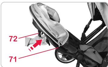 BRITAX B-DUAL & B DUAL - Pour régler le dossier 71 de la poussette jumelle 64 afin de pouvoir l'utiliser lors la naissance, procéder comme suit. - 6