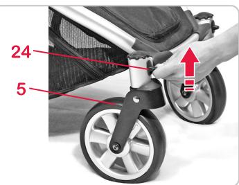 BRITAX B-DUAL & B DUAL - Pour bloquer les roues pivotantes 5, proceeder comme suit : - 1