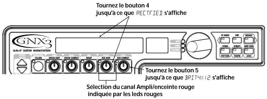 DIGITECH GNX3 - Sélection du canal d'ampli rouge et de l'enceinte - 1