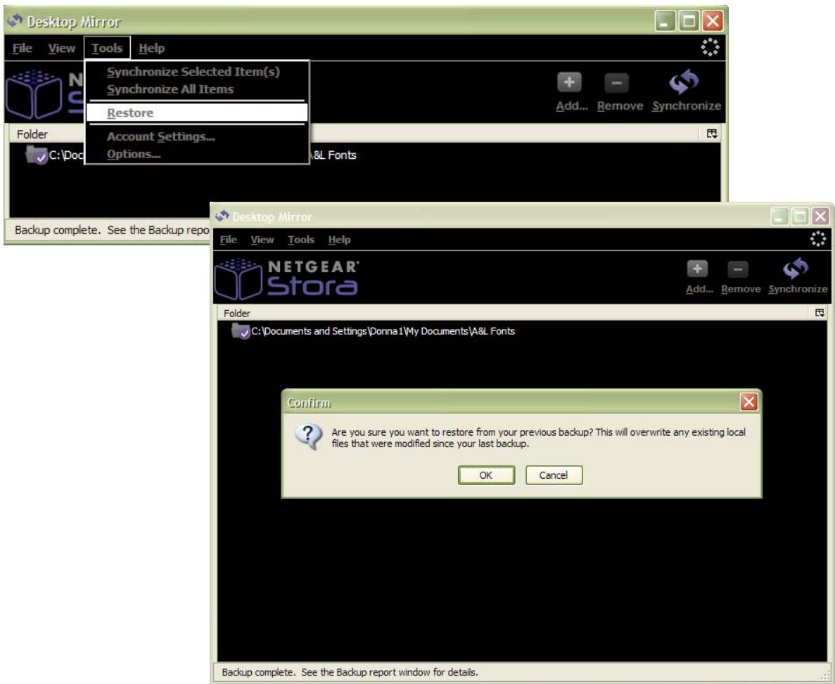 NETGEAR MS2110 - Select Tools >Restore - 1