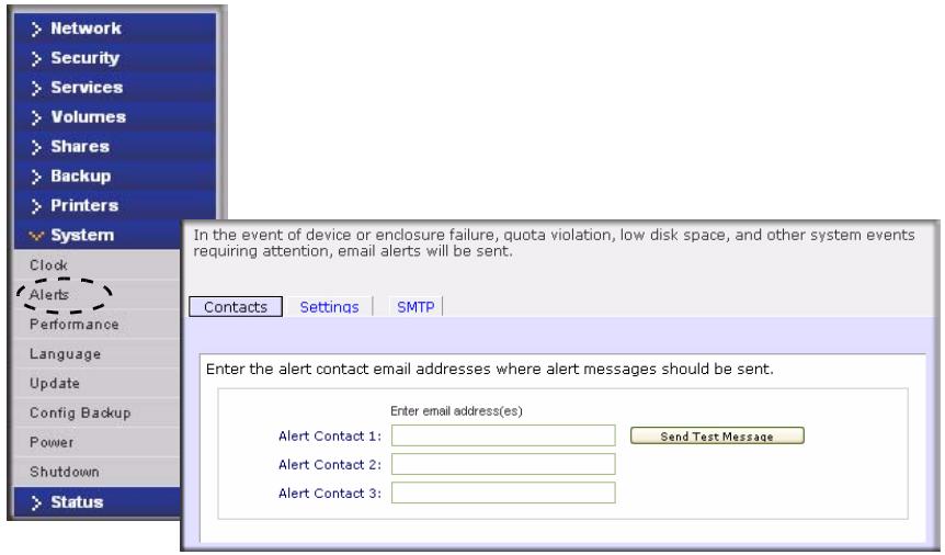 NETGEAR READYNAS DUO RND2000 - Alerts Contacts - 1
