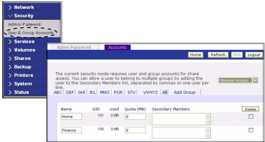 NETGEAR READYNAS DUO RND2000 - Managing Groups - 1