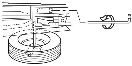 MAZDA TRIBUTE 2010 - Retrait de la roue de secours ou de la roue de secours et de la fixation (selon l'équipement) - 1