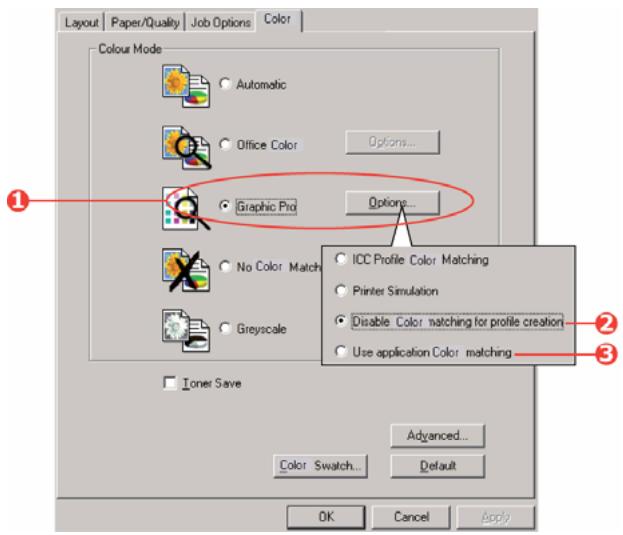 OKI MC560MFP-PLUS - PRINTER DRIVER SETTINGS FOR ICC PROFILE CREATION OR NO COLOR MATCHING - 1