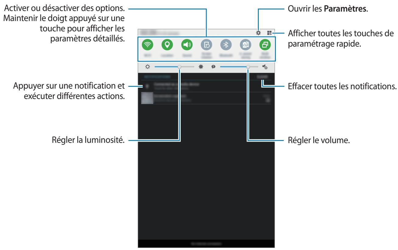 SAMSUNG TAB E - Utiliser le volet des raccourcis - 2
