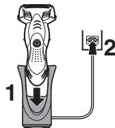 PANASONIC MILANO - Turn off the shaver and insert it in the AC adaptor [3] until it clicks as illustrated. - 1