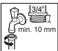 PANASONIC NA-148VG4 - Fixer l'autre extrémité du tuyau au robinet et serrer de la même façon. - 2