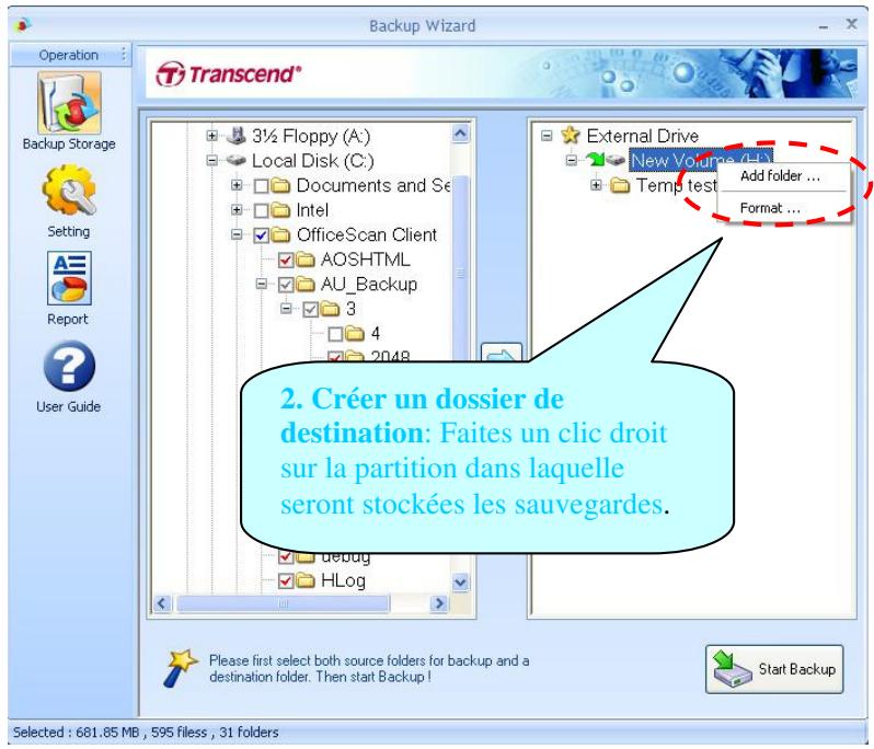 TRANSCEND BACKUP MANAGER - Ajouter le dossier de désignation - 1