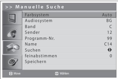 HUMAX LGB-32DST - Manuelle Suche nach Analogkanänen - 2