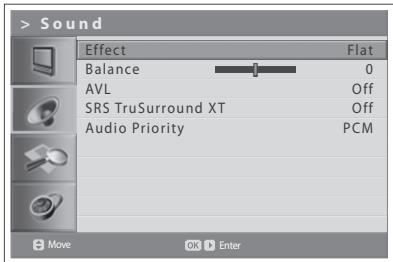 HUMAX LGB-32DST - Setting the Sound Effect - 1