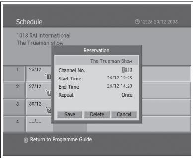 HUMAX LGB-32DST - Editing a Reservation - 1