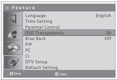 HUMAX LGB-32DST - Adjusting OSD Transparency - 1