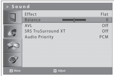 HUMAX LGB-32DST - Adjusting the Sound Balance - 1