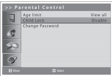 HUMAX LGB-32DST - Setting the Child Lock - 1