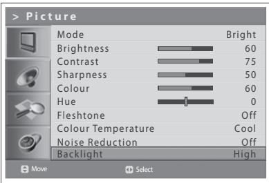 HUMAX LGB-32DST - Adjusting Backlight Brightness - 1
