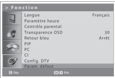 HUMAX LGB-32DST - Pour réinitialiser les paramètres par défaut, procédez comme suit : - 1