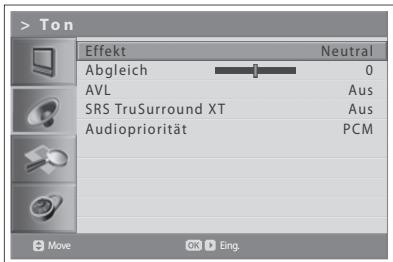 HUMAX LGB-32DST - Einstellen des Toneffekts - 1