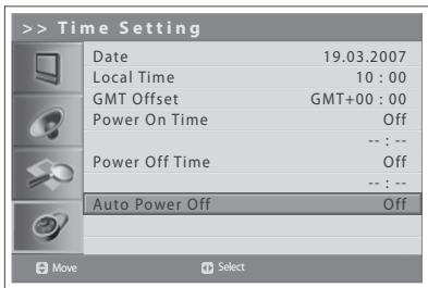HUMAX LGB-32DST - Setting the Auto Power Off - 1