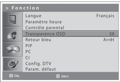 HUMAX LGB-32DST - Réglage de la transparence OSD - 1