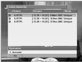 HUMAX PVR-8000 - 2) Lorsque le STB est allumé à l'heure de début définie pour l'enregistrement réservé: - 1
