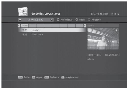 HUMAX TN8000 HD - Guide des programmes d'une chaine : bouton ROUGE - 1