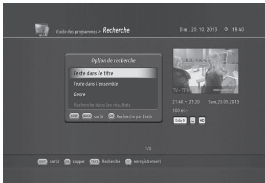 HUMAX TN8000 HD - Fonction de recherche des informations de programmation - 2