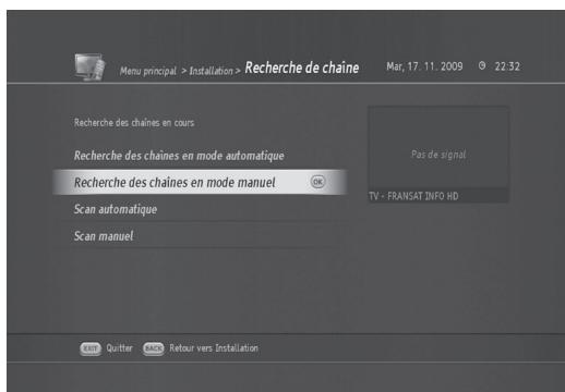 HUMAX TN8000 HD - FRANSAT Manual Scan (MENU > Installation> Recherche des chaînes) - 1