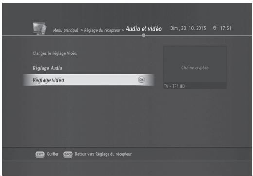 HUMAX TN8000 HD - Réglage video (MENU > Audio/video) - 2