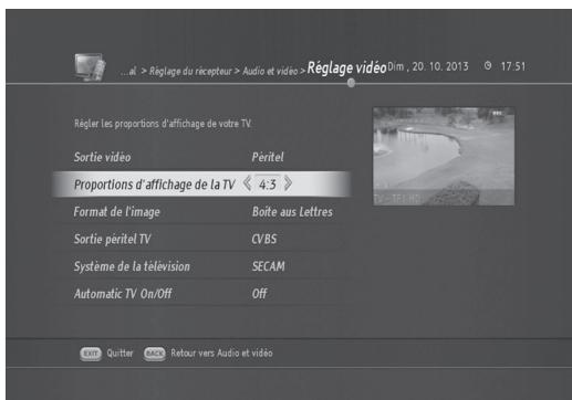 HUMAX TN8000 HD - Réglage video (MENU > Audio/video) - 5