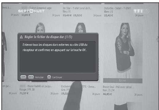 HUMAX TN8000 HD - Créer un disque dur externe dédié (MENU >Réglage du récepteur >Stockage) - 2