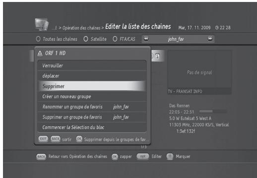 HUMAX TN8000 HD - Suppression de chaînes dans une liste de chaînes préférentes - 1