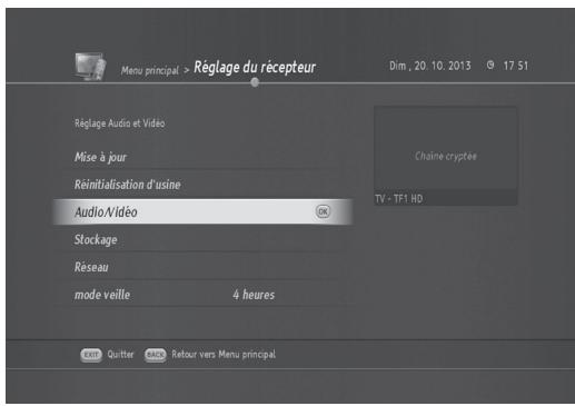 HUMAX TN8000 HD - Réglage video (MENU > Audio/video) - 1