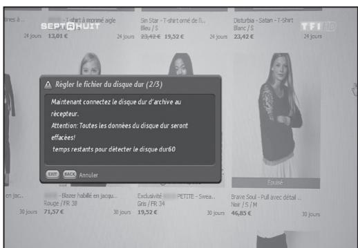 HUMAX TN8000 HD - Créer un disque dur externe dédié (MENU >Réglage du récepteur >Stockage) - 3