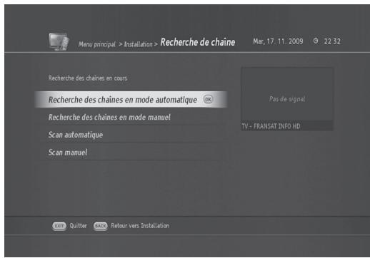 HUMAX TN8000 HD - FRANSAT scan automatic (MENU > Installation > Recherche de chaîne) - 1