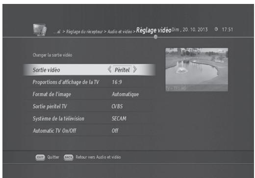HUMAX TN8000 HD - Réglage video (MENU > Audio/video) - 4