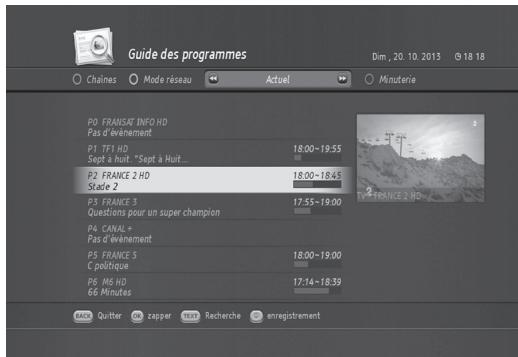 HUMAX TN8000 HD - Mode actuel : bouton JAUNE - 1