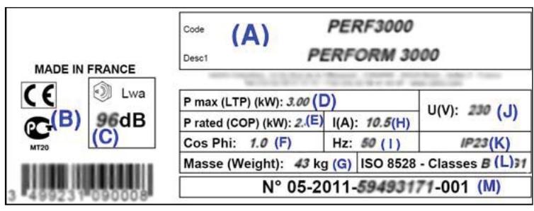 SDMO PRESTIGE 3000 - Identification du groupe électrogène - 1