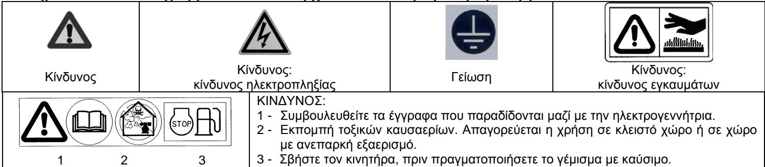 SDMO VARIO 3000I - Σημασία των εικονούραμάτων που ὄπάρχουν πάνω στην ηλεκτρογεννήπρία - 1