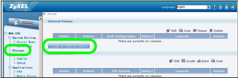 ZYXEL NSA-220 PLUS - Cliquez sur administration. - 2