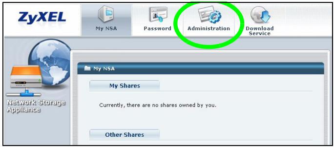 ZYXEL NSA-220 PLUS - Click Administration. - 1