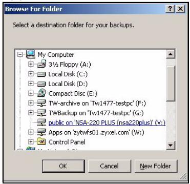 ZYXEL NSA-220 PLUS - Select the NSA's mapped drive and click OK. - 1