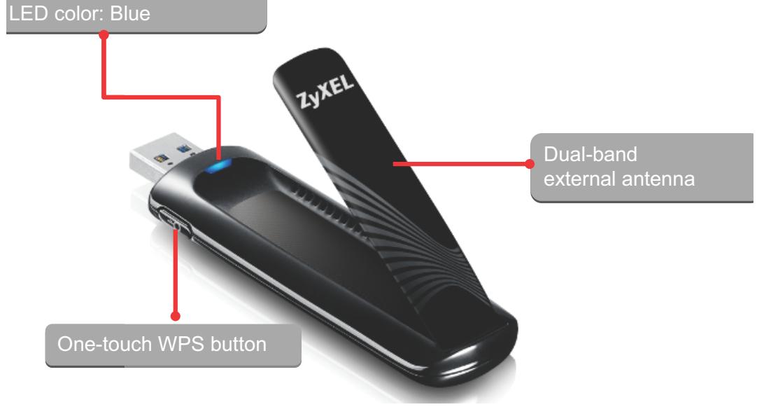 ZYXEL NWD6605 - NWD6605 Dual-Band Wireless AC1200 USB Adapter - 1