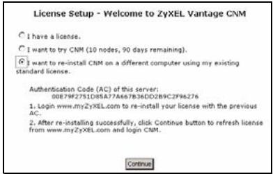 ZYXEL VANTAGE CNM - Reinstallazione della licenza esistente su un computer diverso - 1