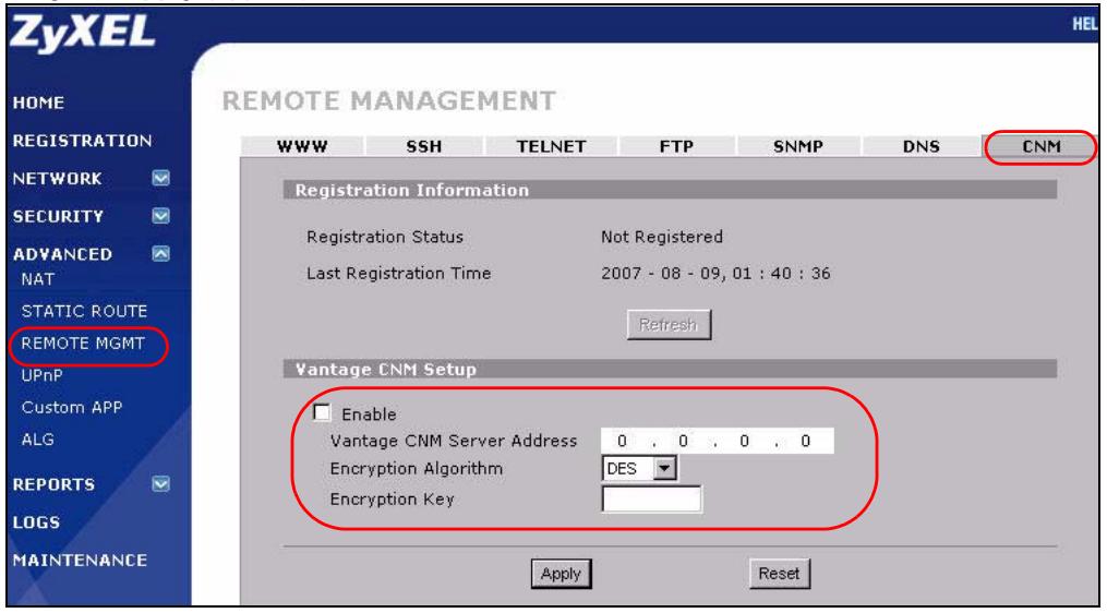 ZYXEL VANTAGE CNM - ZyNOS configurazione Web - 1