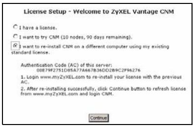 ZYXEL VANTAGE CNM - Reinstalar la licencia existente en un ordinador diferente - 1