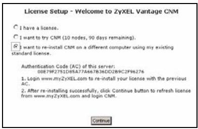 ZYXEL VANTAGE CNM - Réinstallez la licence existante sur un ordinateur différent - 1