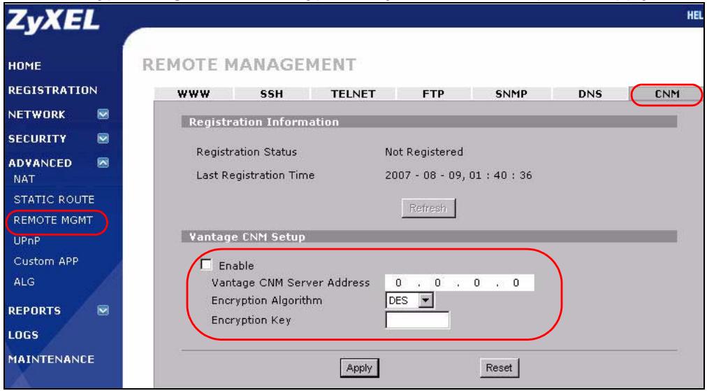 ZYXEL VANTAGE CNM - ZyNOS configurateur web - 1