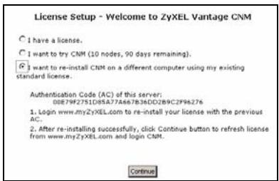 ZYXEL VANTAGE CNM - Neuinstallieren einer bestehenden Lizens auf einem anderen Computer - 1