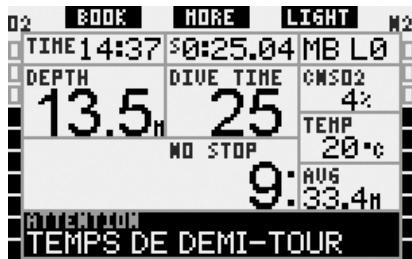SCUBAPRO-UWATEC GALILEO LUNA - Temps en plongée et temps de demi-tour (par défaut : OFF) - 4