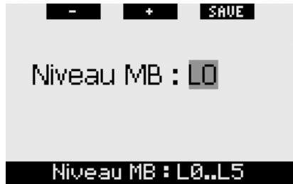 SCUBAPRO-UWATEC GALILEO LUNA - Niveau de microbulles (par défaut : L0) - 1